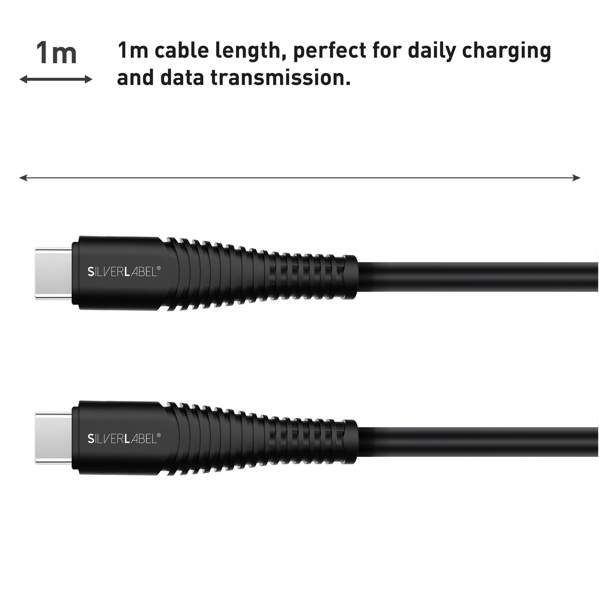 SilverLabel 1m USB-C to USB-C Cable Black