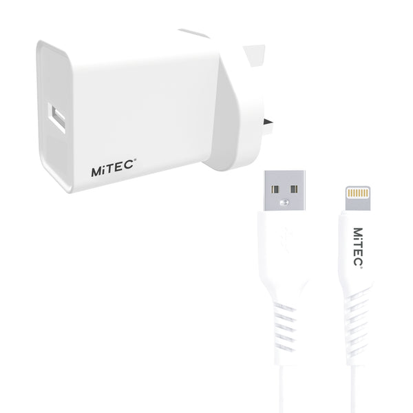 MiTEC MiPOWER 20W Mains Charger with Lightning Cable - White
