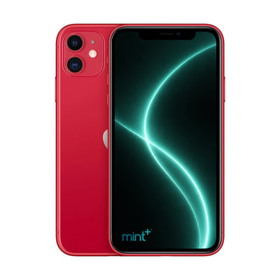 Photo of iPhone 11 red with mint+ wallpaper