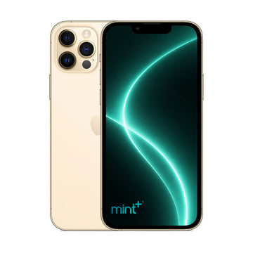 Photo of iPhone 12 pro max gold with mint+ wallpaper