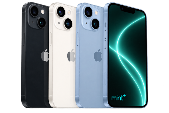Photo of iPhone 14 colours with mint+ wallpaper