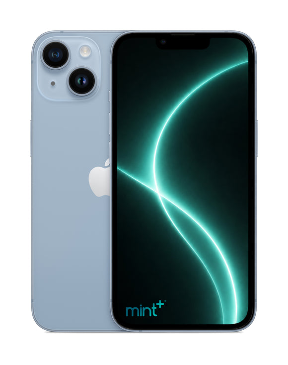 photo iPhone 14 Plus blue with mint+ wallpaper