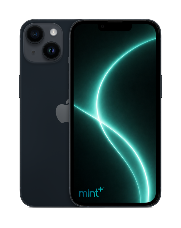 photo iPhone 14 Plus black with mint+ wallpaper