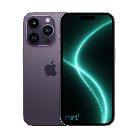 Photo of iPhone 14 pro max purple with mint+ wallpaper