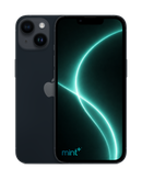 Photo of a black iPhone 14 with mint+ wallpaper