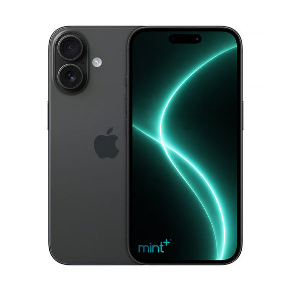 Photo of iPhone 16 black with mint+ wallpaper
