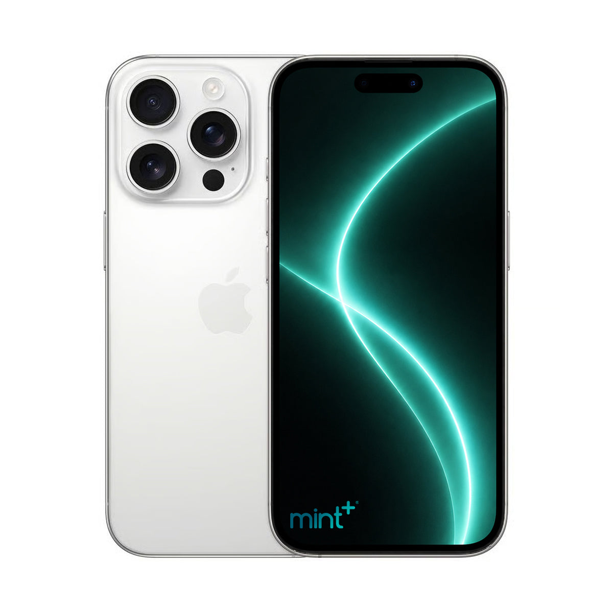 Photo of iPhone 16 pro max white with mint+ wallpaper